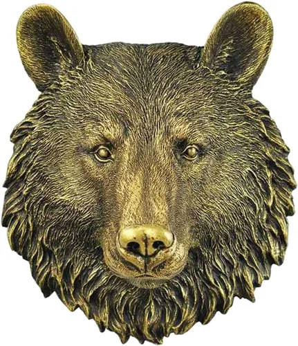 MagiDeal Taxidermia grande de cabeza de animales falsos montada en la pared, decoración rústica de granja, decoración de pared, oso