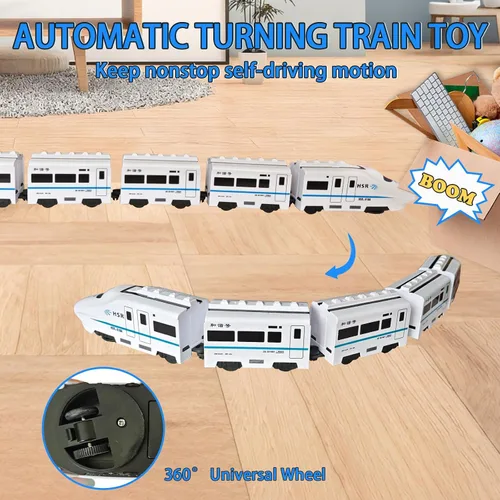 Miniatura 4 de OTONOPI Juego de tren de juguete, paquete de 5 tren eléctrico bala con luz y sonido, motor de locomotora de metro a pilas con gancho, juguete