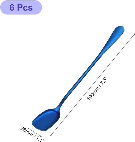 Miniatura 2 de uxcell Juego de 6 cucharas de helado de acero inoxidable, cucharas de yogur de 7.5 pulgadas, cucharas de postre, cucharas de pastel para el hogar