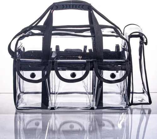 Miniatura 5 de Bolsa de maquillaje profesional de PVC transparente de gran apertura, bolsa de cosméticos para uñas, bolsas de belleza, organizador de herramientas