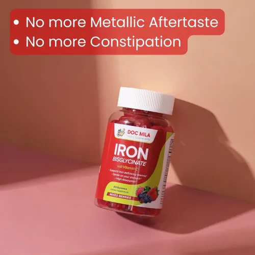 Miniatura 6 de Suplemento de hierro para niños y adultos - Gomitas de bisglicinato de hierro de 25 mg con VIT C liposomal - Suplemento de hierro quelado