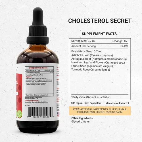Miniatura 4 de Secrets of the Tribe - Secreto de colesterol, fórmula de lípidos en sangre, mezcla de suplementos de hierbas Drops Extracto líquido sin alcohol 4 fl