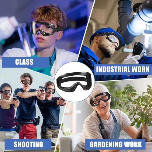Miniatura 7 de Xuhal 24 gafas de seguridad para niños, gafas de ciencia para adultos, gafas protectoras de laboratorio para el hogar, el aula y el trabajo (negro)