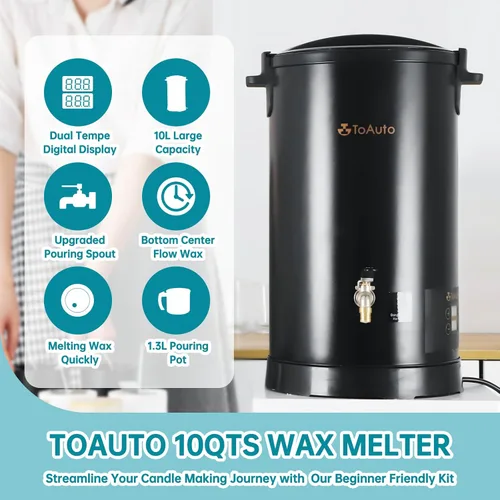 Miniatura 2 de TOAUTO 20 libras derretidor de cera digital para hacer velas comercial olla de fusión de cera eléctrica con panel de control de temperatura preciso