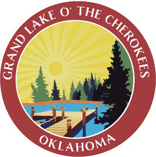 Lake Dock - Grand Lake O' The Cherokees - Oklahoma - Adhesivo adhesivo para ventana de coche y camión de 3.5 pulgadas Rojo