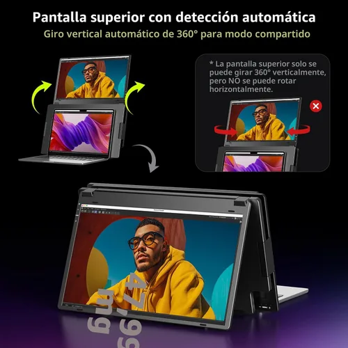 Miniatura 4 de Extensor de monitor para portátil de triple pantalla, monitor cuádruple FHD 1080P de 15.6 pulgadas, 1 conexión USB-C para 4 pantallas, aleación