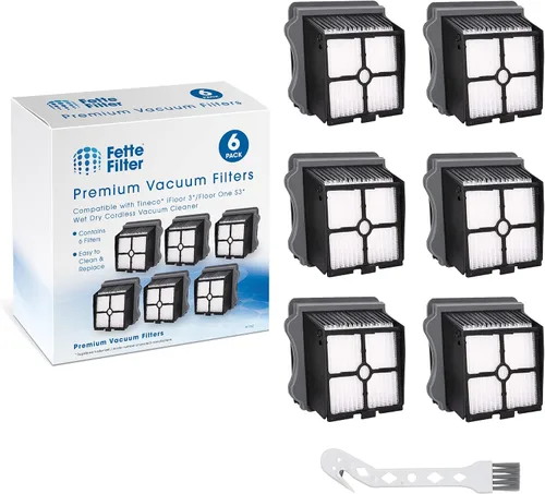 Fette Filter - Paquete de 6 filtros HEPA con kit de cepillos compatibles con Tineco iFloor 3/Floor One S3/Floor One S5/Floor One S5 Pro, aspiradora