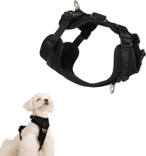 Miniatura 13 de Arnés reflectante para perro para todo tipo de clima, sin tirones, con código QR, antipérdida, ajustable, de liberación rápida, arnés acolchado