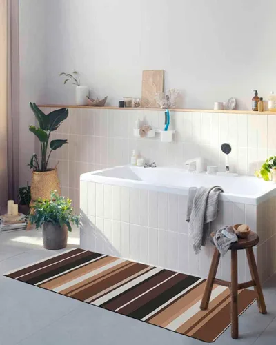 Miniatura 4 de Tapete de baño abstracto marrón para bañera, antideslizante, de secado rápido y absorbente, tierra de diatomeas, para fregadero de cocina, lavable