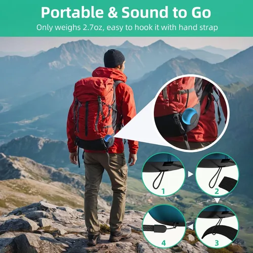 Miniatura 6 de SEVENKA 2 mini altavoces Bluetooth, altavoz inalámbrico portátil pequeño de 3 W con cordón, resistente al agua, emparejamiento estéreo inalámbrico