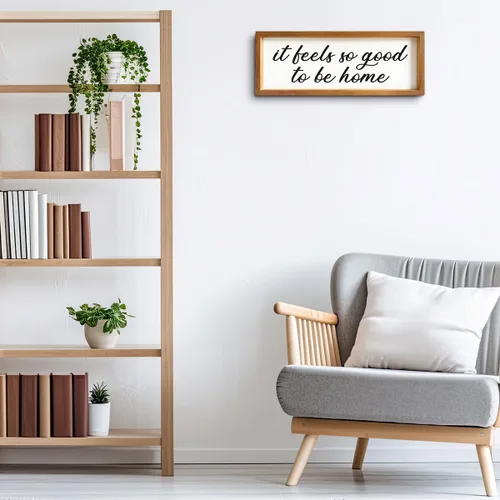 Miniatura 3 de Marco de fotos de madera con texto en inglés "It Feels so Good to Be Home", para decoración del hogar, arte rústico para pared, crea un ambiente