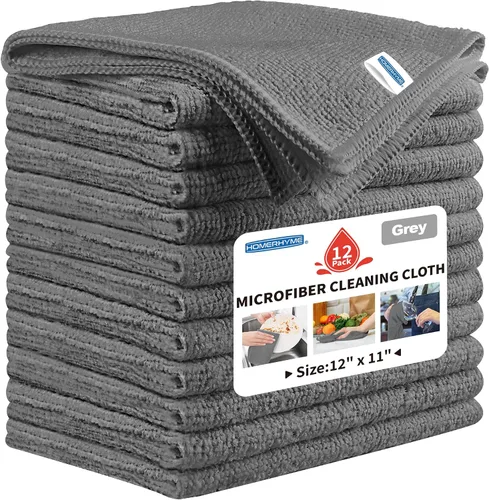 Miniatura 10 de Paño de limpieza de microfibra, paquete de 12 trapos de limpieza Biege, paños de limpieza de 12 x 11 pulgadas, paños de lavado sin pelusas, toallas