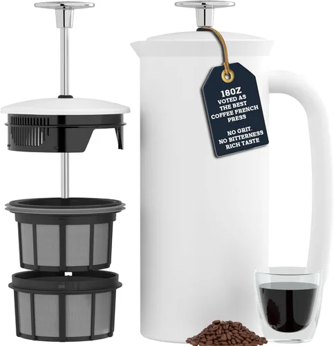 Miniatura 19 de ESPRO P7 - Prensa francesa de acero inoxidable 304 con microfiltro patentado de doble pared y aislamiento, prensa francesa para café con preparación