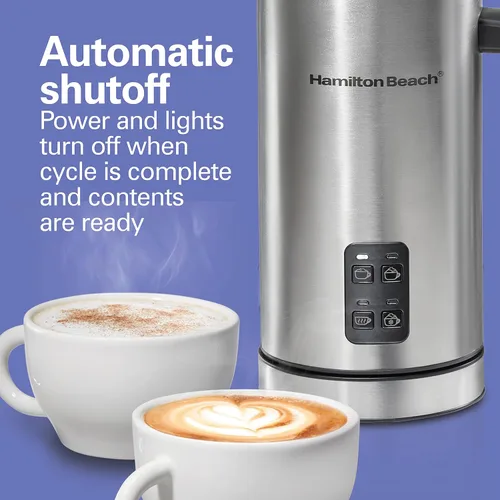 Miniatura 4 de Hamilton Beach Espumador de leche eléctrico y calentador, espuma caliente o fría automática, 5-10 onzas., café con leche, café con leche, capuchino