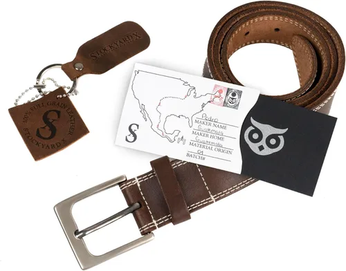 Miniatura 15 de Hide & Drink, Cinturón de cuero de grano completo de doble hilera para hombre, estilo occidental, accesorio casual de vaquero, hecho a mano