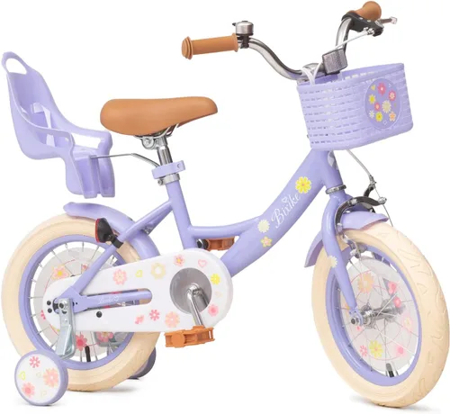 Miniatura 12 de Bixike Girls Bike with Basket for Toddlers and Kids Aged 3-14 Years Old, 12 14 16 18 Inch with Training Wheels & Doll Seat, 20 Inch with Kickstand &