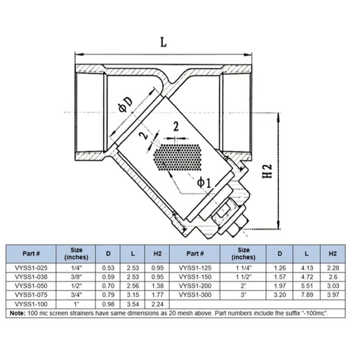 Miniatura 4 de Colador Y de Acero Inoxidable de 1/4" - 800WOG, FxF NPT