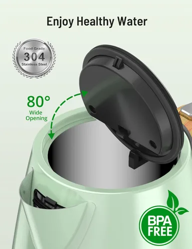 Miniatura 6 de Hervidor eléctrico de acero inoxidable de 1.7L / 57 onzas con ventana de agua transparente, tetera eléctrica de 1500 W sin BPA para agua hirviendo