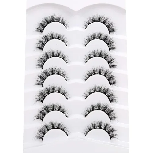 Miniatura 411 de Pooplunch - Pestañas postizas finas de visón sintético, estilo ojo de gato, naturales, cruzadas, tipo racimo, efecto 8D de volumen, tiras