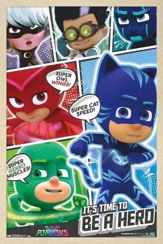 Miniatura 7 de Trends International PJ Masks - Póster de pared, 14.725 x 22.375 pulgadas, versión enmarcada de madera de granero