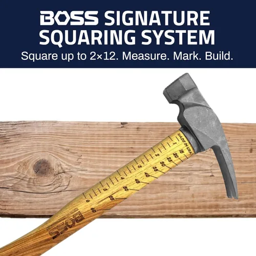 Miniatura 2 de Boss Hammer Martillo de titanio Ti64 de grado de construcción de 16 onzas – Mango de nogal Tennessee – Cuadrado de encuadre, diseño de garra