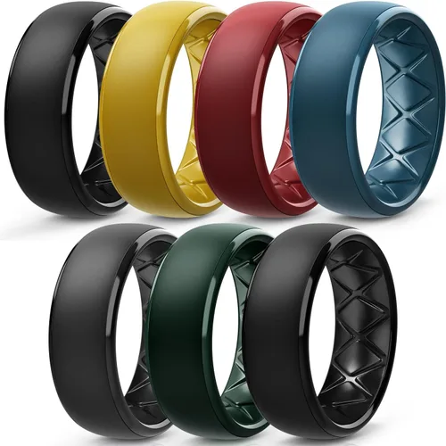 Miniatura 67 de Egnaro Anillos de boda de silicona para hombre: 1/4/6/7 Multipack de anillos de boda de goma con arco interior Diseño ergonómico transpirable