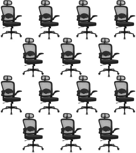 Miniatura 34 de KLASIKA Sillas de escritorio con ruedas, silla de oficina ergonómica de malla, altura ajustable y soporte lumbar giratorio, silla de oficina en casa