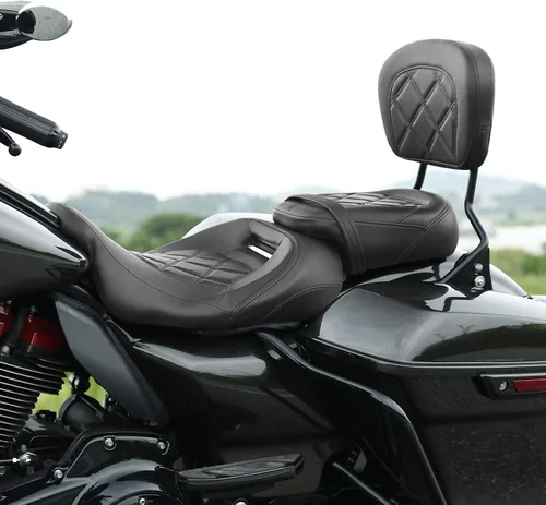 Miniatura 45 de TCT-MOTORPARTS Driver Rider - Almohadilla de respaldo para Harley Touring 2009-2023 Road King Street Road Electra Glide Ultra Black Stitching