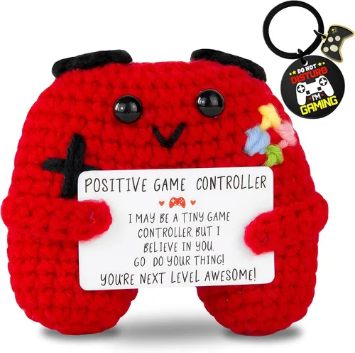 Regalos para jugadores, controlador de juego de ganchillo positivo y llavero inspirador, idea de regalo única para adolescentes, juego de regalo con