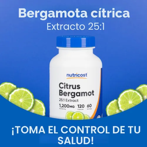 Miniatura 5 de Nutricost Cápsulas de bergamota cítrica de 1,200 mg, 120 cápsulas - Extracto de bergamota 25:1 - 60 porciones, sin gluten, vegano y sin OMG