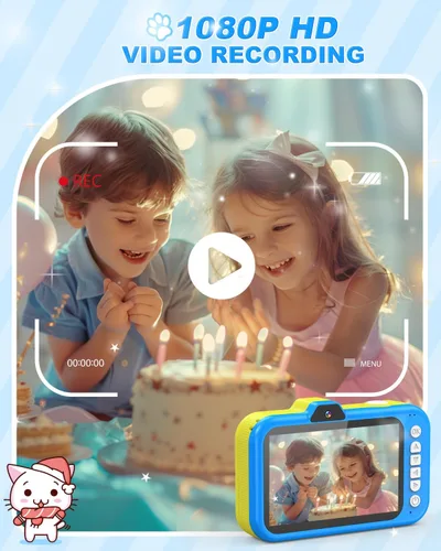 Miniatura 4 de Cámara para niños Uffylle, selfie frontal de 1080P 48MP, cámara de juguete para niños pequeños con pantalla grande de 3.5 pulgadas, zoom 10X