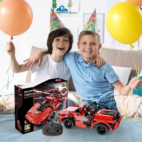 Miniatura 5 de GMAOPHY Juguetes de construcción STEM para niños de 5, 6, 7, 8, 9, 10, 11, 12 años, kits de ingeniería de auto de carreras de control remoto 2 en 1