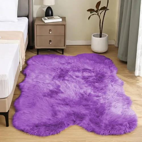 Miniatura 80 de Latepis - Tapete rectangular de piel sintética tipo lana de oveja suave, esponjosa y lavable para sala de estar, dormitorio, sala de juegos o Blanco
