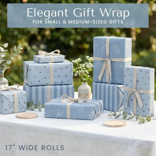 Miniatura 3 de ZICOTO Hermosos rollos de papel de regalo para todas las ocasiones, juego de 3 rollos de calidad para bodas, cumpleaños, baby shower y Navidad