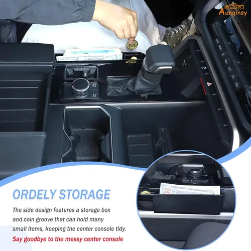 Miniatura 2 de Aunginsy Marco para panel de cambio de marchas con caja de almacenamiento Compatible con Toyota Tundra/Sequoia 2022-2024 2025 Protector contra