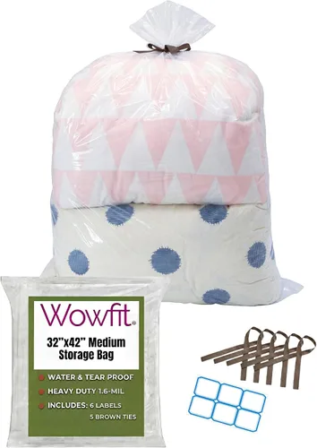 Wowfit 5 unidades de bolsas de plástico transparentes grandes de 32x42 pulgadas, perfectas para mantas, edredones, almohadas, juguetes de peluche,