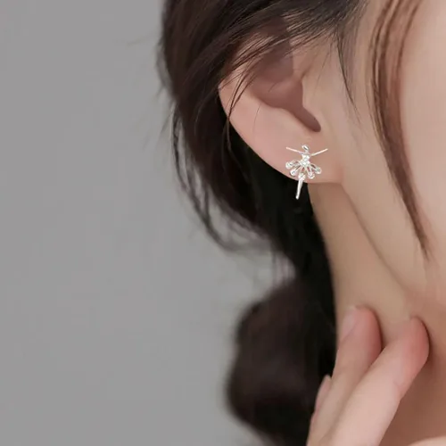 Miniatura 3 de SLUYNZ Aretes de bailarina de plata de ley 925 para mujer, aretes de ballet, aretes de bailarina de bailarina