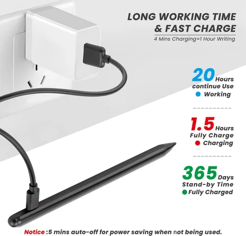 Miniatura 4 de Lápiz óptico para portátil HP Envy X360 Convertible 2 en 1 (15.6 pulgadas), control táctil digital activo y bolígrafo recargable tipo C para HP Envy
