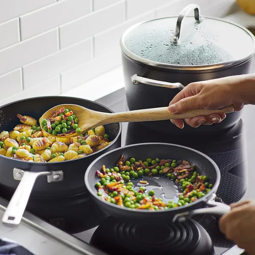 Miniatura 8 de KitchenAid - Juego de ollas y sartenes antiadherentes de inducción con anodizado duro, 10 piezas, color negro mate