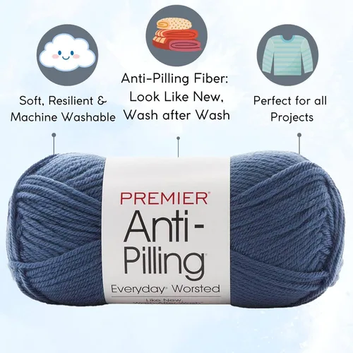 Miniatura 2 de Premier Yarns Everyday Twilight Blue DN100-47 (6 madejas, el mismo lote de tinte) Hilo acrílico #4 para tejer a ganchillo y tejer con bolsa