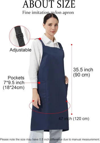 Miniatura 2 de Delantales cómodos repelentes al agua con espalda cruzada para mujeres con bolsillos para cocinar, cocina, hornear, ajustable, unisex