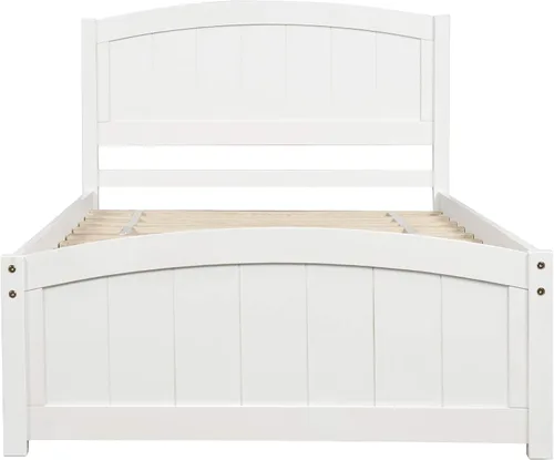 Base de cama individual de madera para niños con cabecero y estribo, cama de plataforma de tamaño individual para niños y niñas, camas individuales
