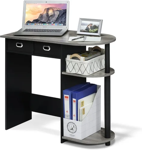Miniatura 22 de Furinno Estante de escritorio clásico, gabinete de escritorio de 5 estantes, estante para libros, organizador de escritorio de 3 niveles
