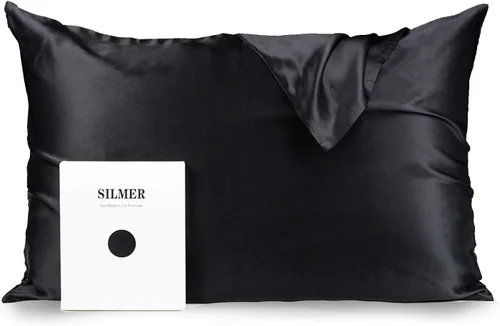 Silmer Funda de almohada 100% seda de morera para cabello y piel, ambos lados 22 momme 600 hilos funda de almohada con cremallera oculta, ultrasuave