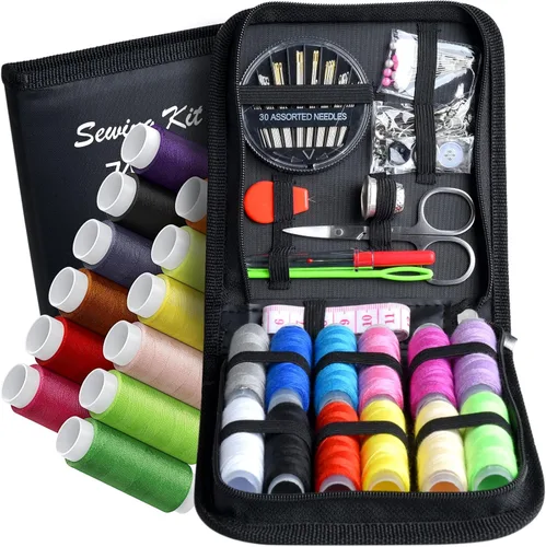 Kit de costura, mini kits de costura portátil con cremallera para adultos, viajeros, principiantes, emergencias, reparación familiar, suministros de