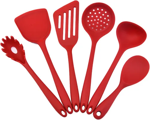 Juego de 6 utensilios de cocina de silicona, utensilios de cocina de silicona, resistentes al calor, alta resistencia al calor hasta 480 °F, diseño