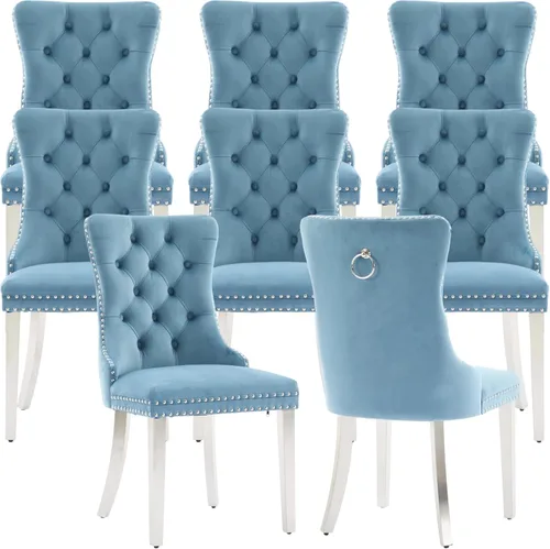 Miniatura 31 de Juego de 2 Sillas de Comedor Modernas de Mediados de Siglo, Tapizadas en Terciopelo Beige con Respaldo Acolchado, Sillas de Cocina y Comedor, Patas