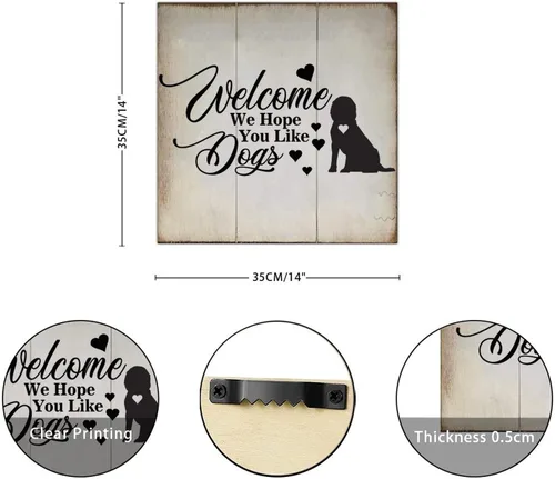 Miniatura 2 de Welcome We Hope You Like American Bully Dog - Letrero de madera clásico para pared, decoración de madera para el hogar, casa de campo, placa