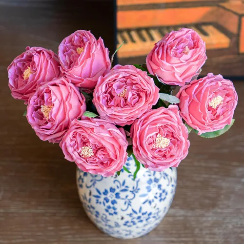 Miniatura 15 de DUYONE Fake Flowers for Decoration Home Decor Soft Touch Artificial Flowers Austin Rose Peony Latex Fake Flower Living Room Decoration Vivid Pink
