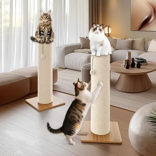 Miniatura 3 de KAMABOKO Rascador para gatos de 29.5 pulgadas, poste rascador de sisal natural de 7.5 pulgadas de diámetro ultra grande, resistente a los arañazos